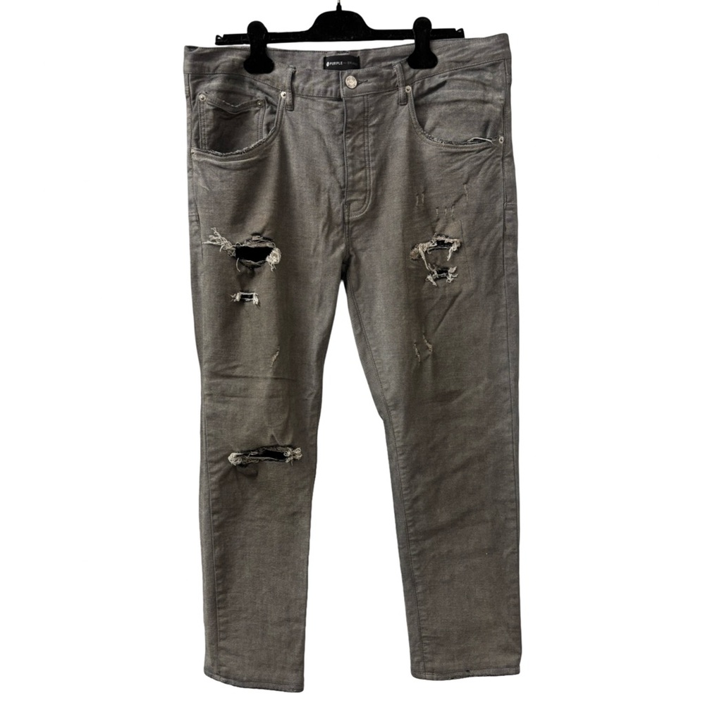 Men’s Purple Brand Relaxed Gray Distressed Jeans Size 40
